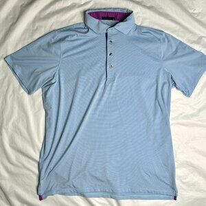 Greyson Polo Shirt Mens XL Striped Golf Blue Short Sleeve Embroidered